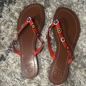 Tory Burch Red Floral Sandals